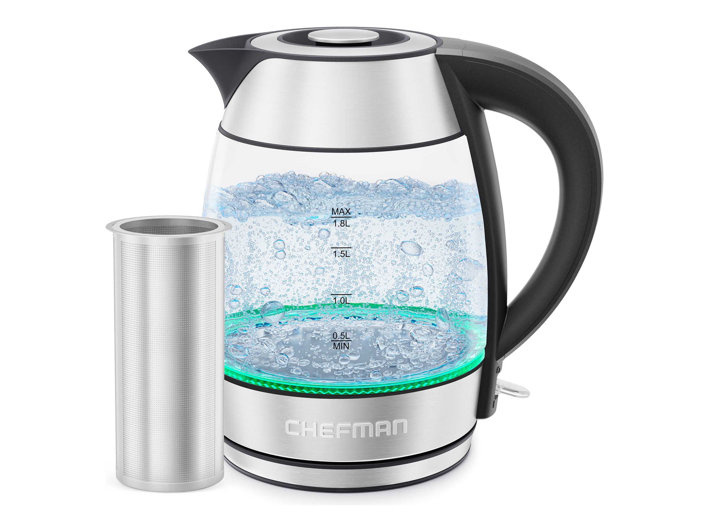 Chefman 1.8-Liter Digital Cordless Electric Glass Kettle Grey