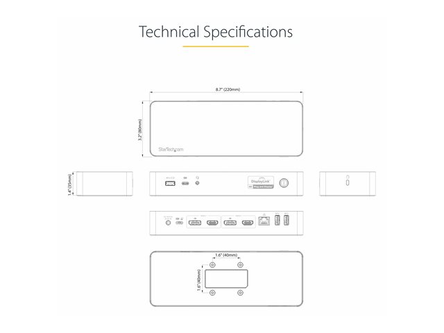 StarTech.com Base USB-C/A  deux crans - PD 60 W