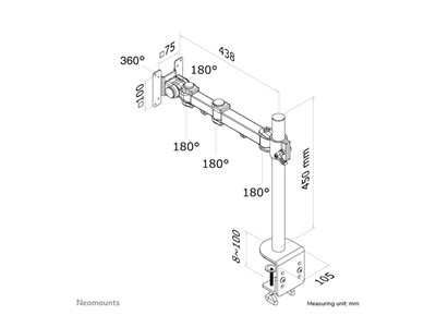 Neomounts TIS 10-30 1TFT 3Gelenke schw. Max.10 Tischhalter für Monitor