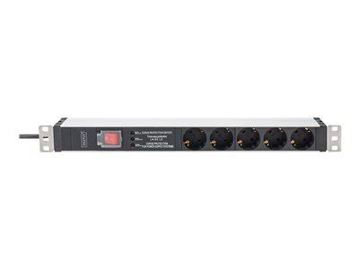 DIGITUS PDU 1HE 5x Schuko 16A Ausgänge 230V/16A schwarz - DN-95433