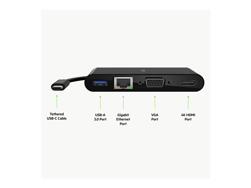 BELKIN Hub USB-C HDMI. VGA et USB-A