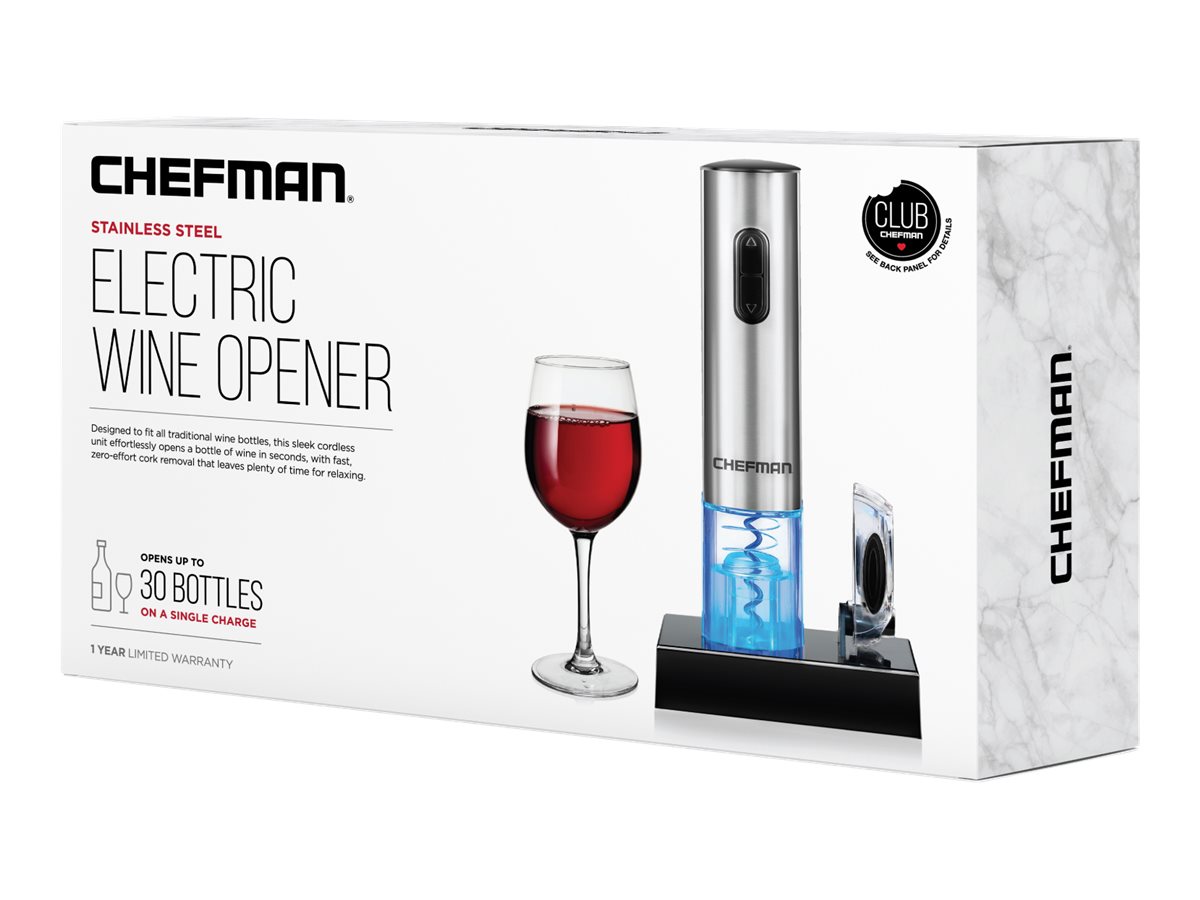 Chefman Electric Wine Bottle Opener Silver RJ42SS