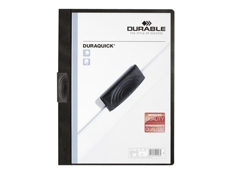 Durable Duraquick Clip File For A4 Capacity 20 Sheets Black With Transparent Front Cover