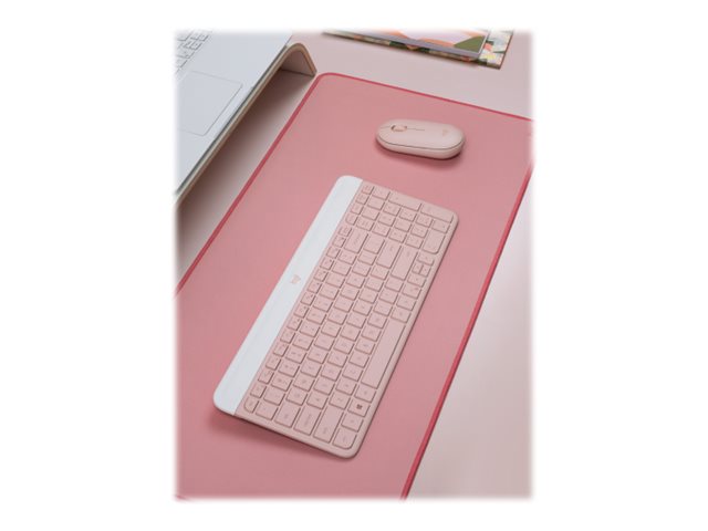 Logitech Slim Wireless Combo MK470 keyboard and mouse set QWERTY English rose Input Usage / lifestyle Left-angle 72575