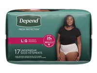 Depend Fresh Protection Incontinence Underwear for Women - Maximum - Large - 17's