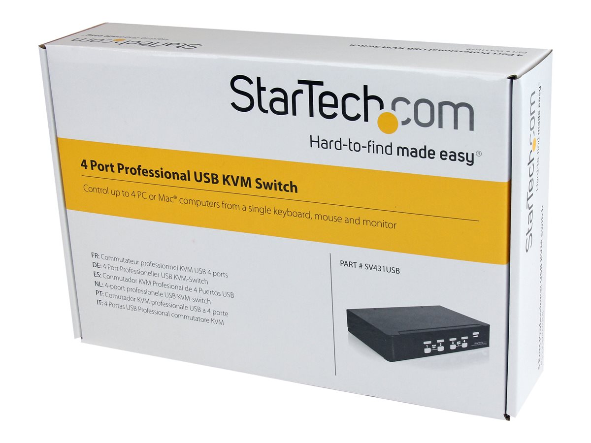 StarTech.com 4 Port Professional VGA USB KVM Switch with Hub - 1U Rack-mountable KVM Switch (SV431USB) - přepínač KVM - 4 porty – foto 3