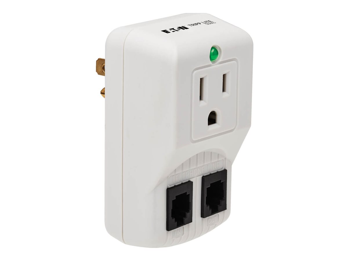 Tripp Lite Portable Surge Protector, Direct Plug-In, 1-Outlet 750 Joules, Tel/Modem Protection