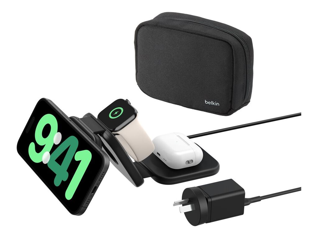 Belkin BoostCharge Pro 3-in-1 wireless charging pad, magnetic with Qi2, + AC power adapter, 15 Watt