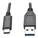 Tripp Lite 3ft USB 3.1 Gen 2 USB-C to USB-A Cable 10 Gbps USB Type-C M/M 3' - USB-C cable - 24 pin USB-C to USB Type A - 3 ft