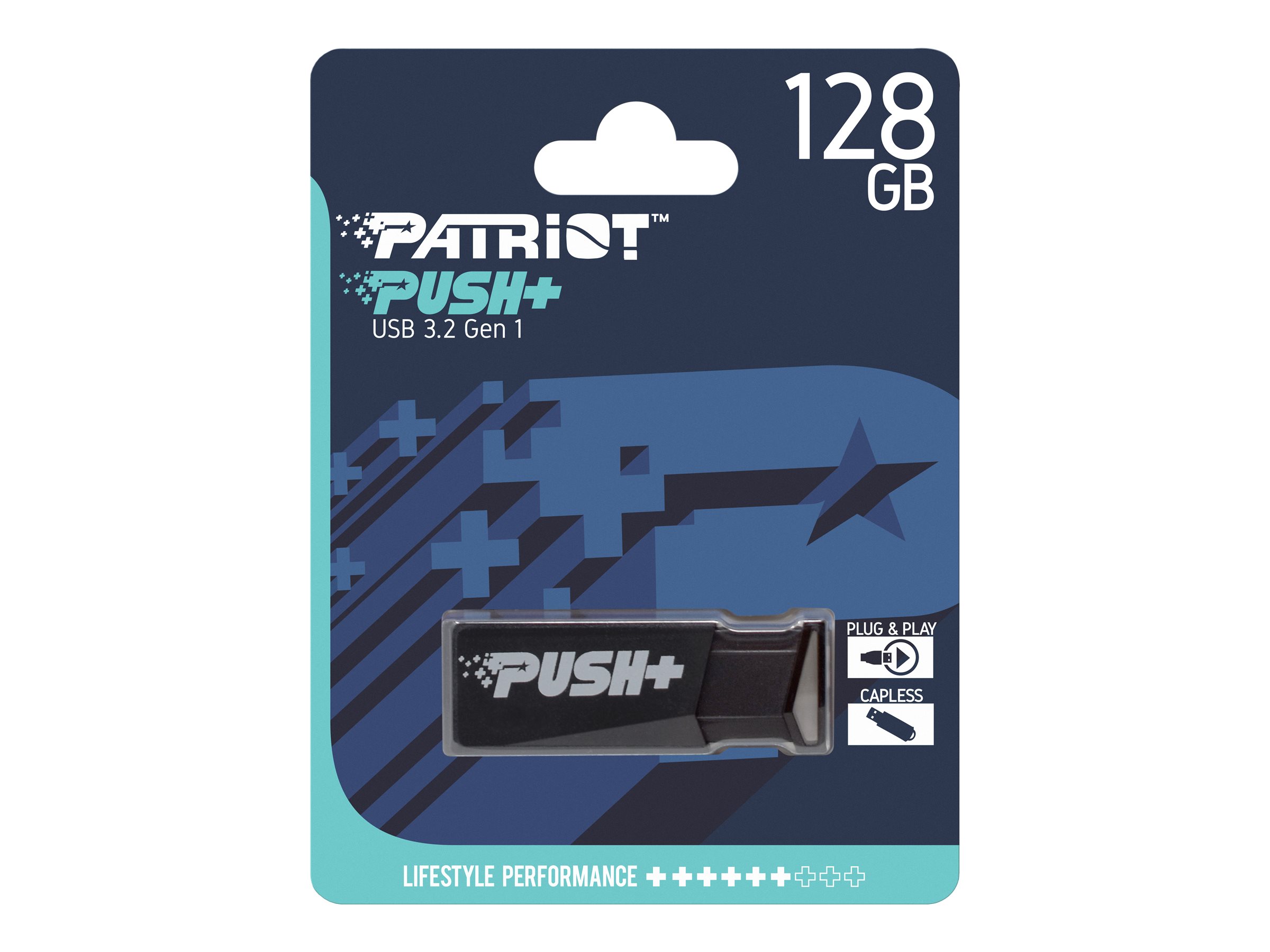 PATRIOT Pendrive USB FLASH 128GB PUSH+ USB 3.2 3.1/3.0/2.0