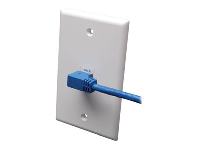 Tripp Lite 10ft Cat6 Gigabit Molded Patch Cable RJ45 Right Angle to Straight M/M Blue 10'