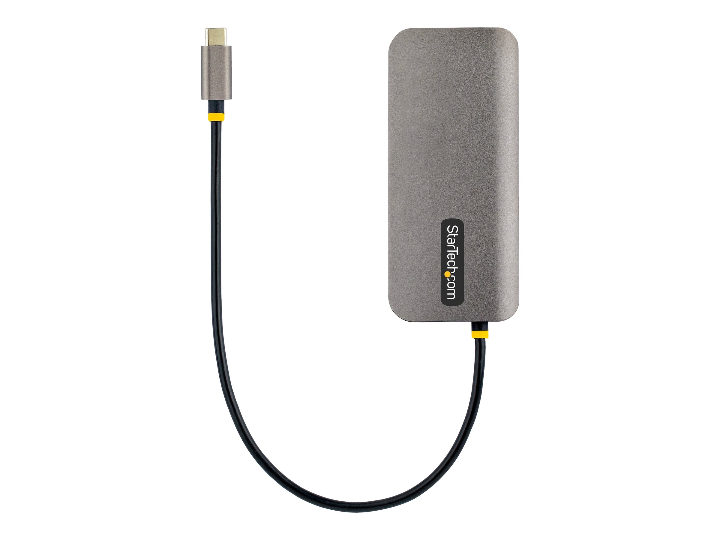 An image of Startech USB C Multiport Adapter, 4K 60Hz HDMI Video, 3 Pt 5Gbps USB-A Hub, 100W Power Delivery Pass-Through, GbE, SD/MicroSD, USB Type-C Mini Travel Dock, 12" / 30cm Cable - USB C Laptop Docking Station - docking station - USB-C / Thunderbolt 3 / Thunderbolt 4 - HDMI - 1GbE