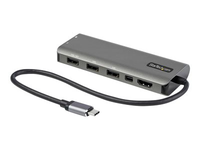 StarTech.com USB C Multiport Adapter, USB-C to HDMI or Mini DisplayPort 4K 60Hz, 100W Power Delivery Pass-Through, 4-Port 10Gbps USB Hub, USB Type-C Mini Dock, 12"/30cm Long Attached Cable