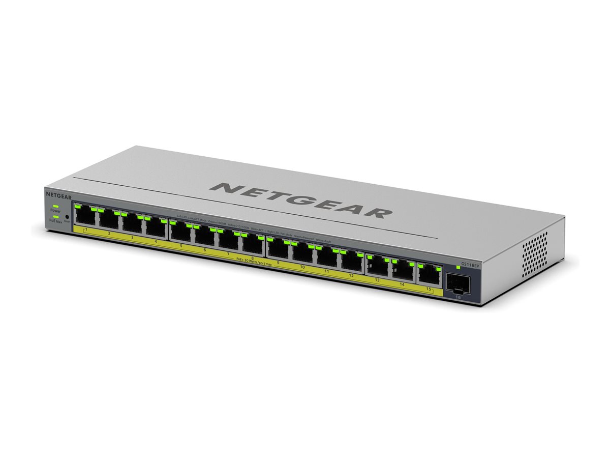 NETGEAR 16PT GB PLUS SWCH W/POE+GS116EP