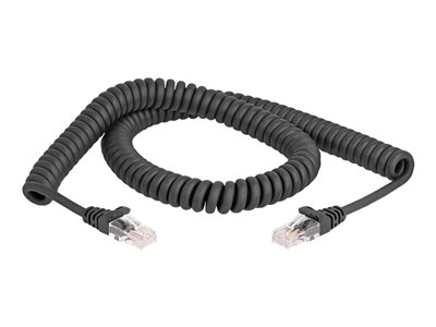 DELOCK RJ45 Spiralkabel Stecker zu Stecker Cat.5e 2m schwarz