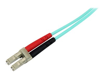 StarTech.com Aqua OM4 Duplex Multimode Fiber - 2m / 6 ft - 100 Gb - 50/125 - OM4 Fiber - LC to LC Fiber Patch Cable (450FBLCLC2)