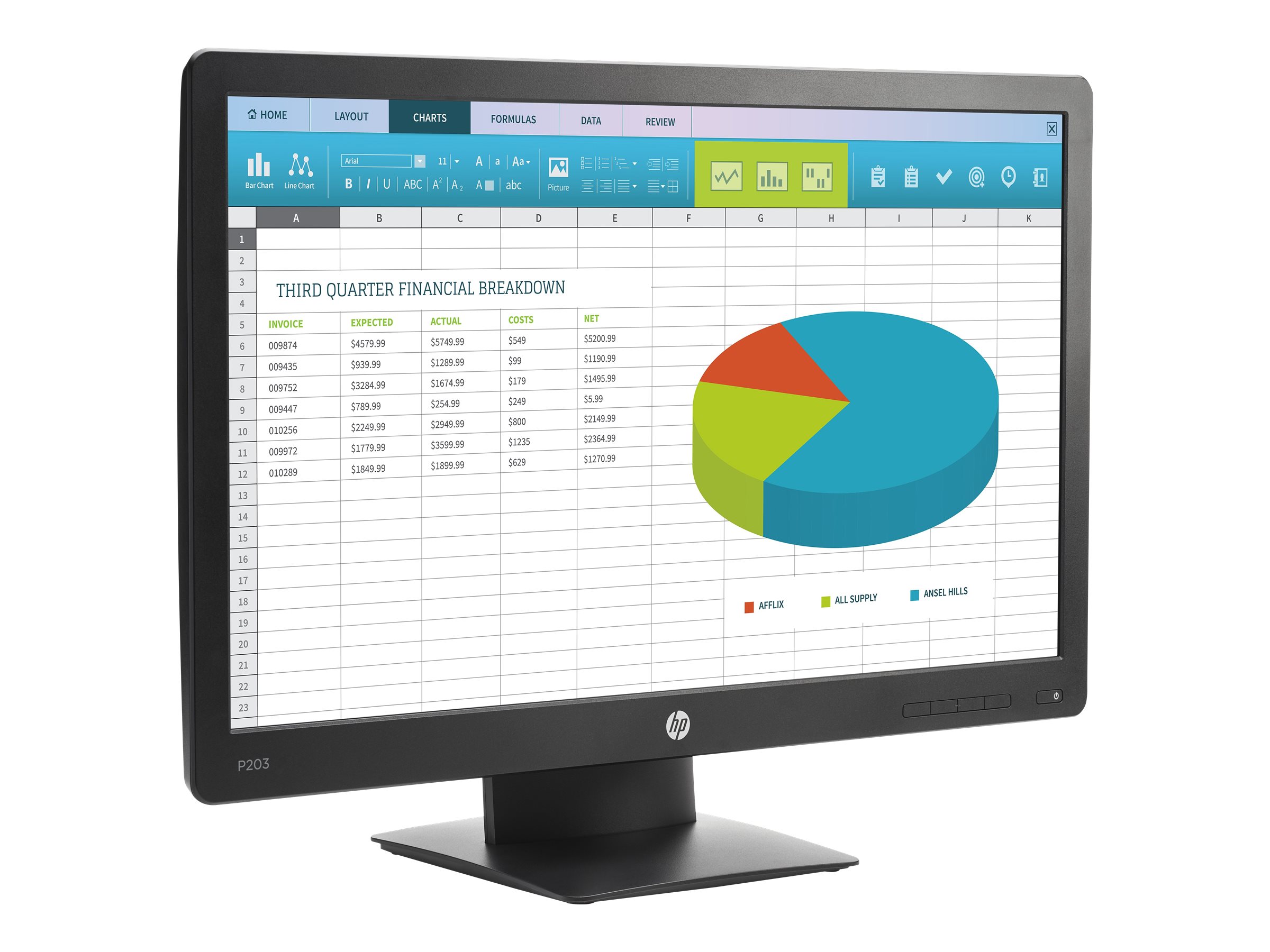 HP ProDisplay P203 - LED monitor