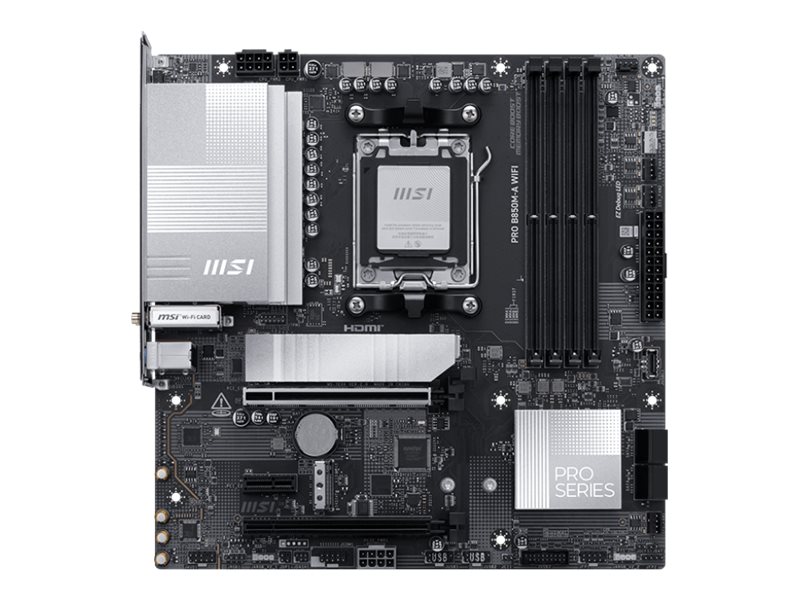 MSI PRO B850M-A WIFI motherboard micro ATX Socket AM5 AMD Product shot Front 79575