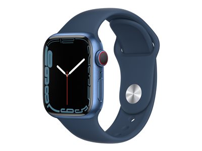 Apple Watch Series 7 (GPS + Cellular) - blue aluminum - smart watch with  sport band - abyss blue - 32 GB