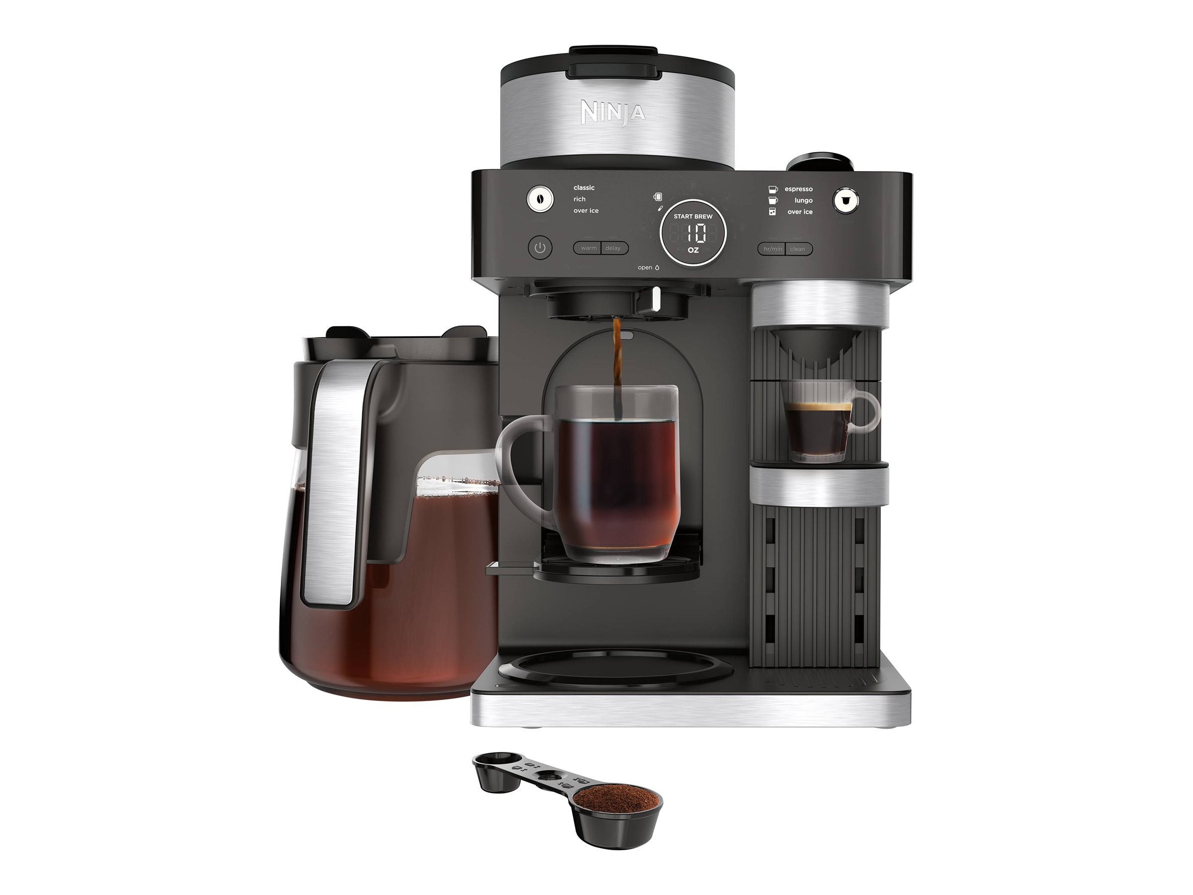 Single serve coffee maker with online frother