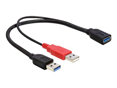 DELOCK USB3.0 Y-Kabel 2x A -> A St/Bu 0.30m - 83176