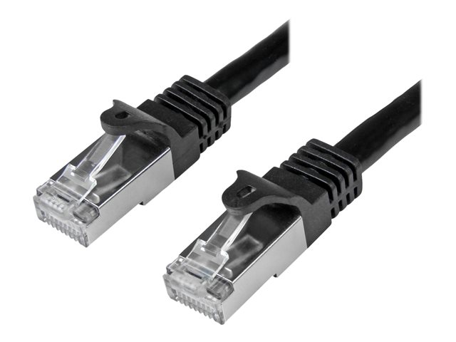 Image of StarTech.com 3m CAT6 Ethernet Cable, 10 Gigabit Shielded Snagless RJ45 100W PoE Patch Cord, CAT 6 10GbE SFTP Network Cable w/Strain Relief, Black, Fluke Tested/Wiring is UL Certified/TIA - Category 6 - 26AWG (N6SPAT3MBK) - patch cable - 3 m - black