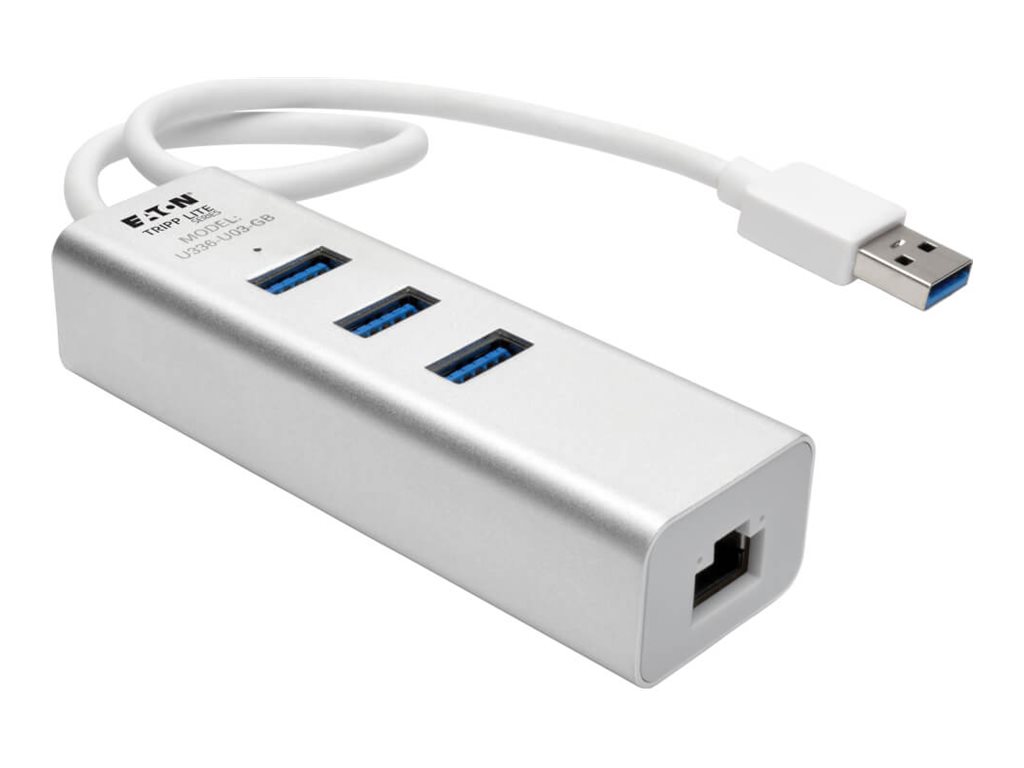 Tripp Lite USB 3.0 SuperSpeed to Gigabit Ethernet NIC Network Adapter w/ 3 Port USB Hub