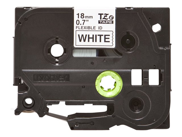 BRO BLACK ON WHITE 18MM FLEXI TAPE