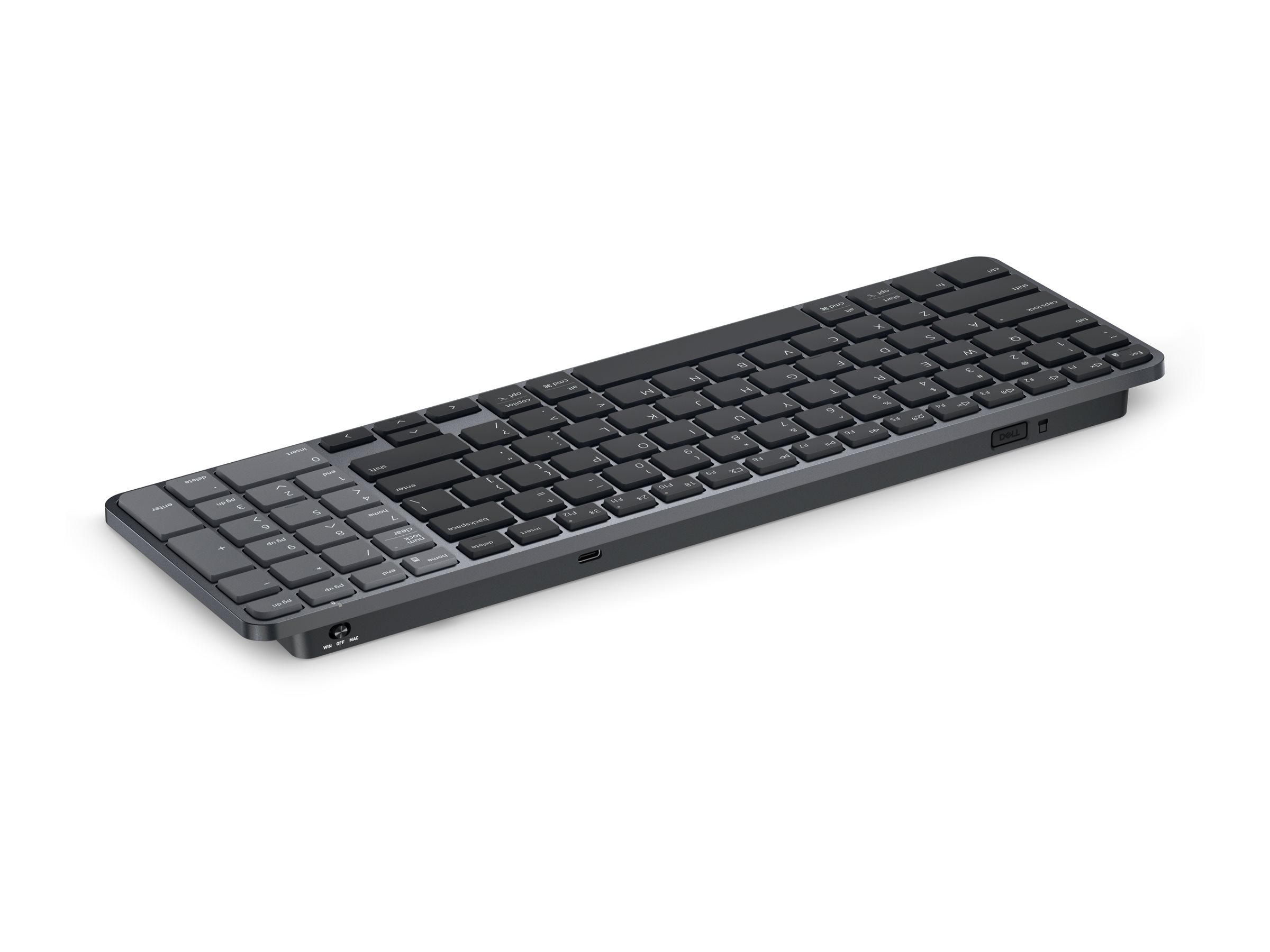 Dell Pro 7 KB746 keyboard rechargeable compact QWERTY US graphite Input Product shot Right-angle 80000