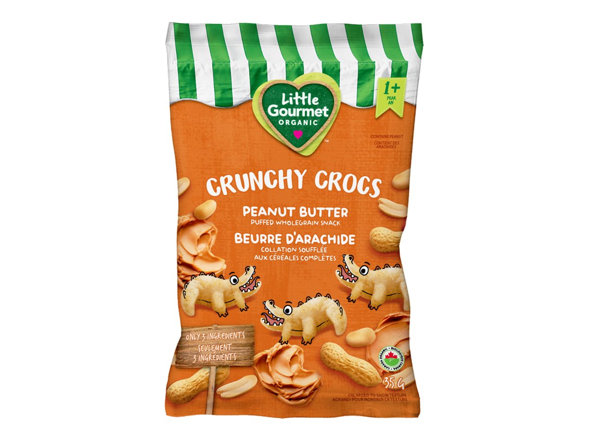 Little Gourmet Crunchy Crocs Puffed Wholegrain Snack - Peanut Butter - 35g