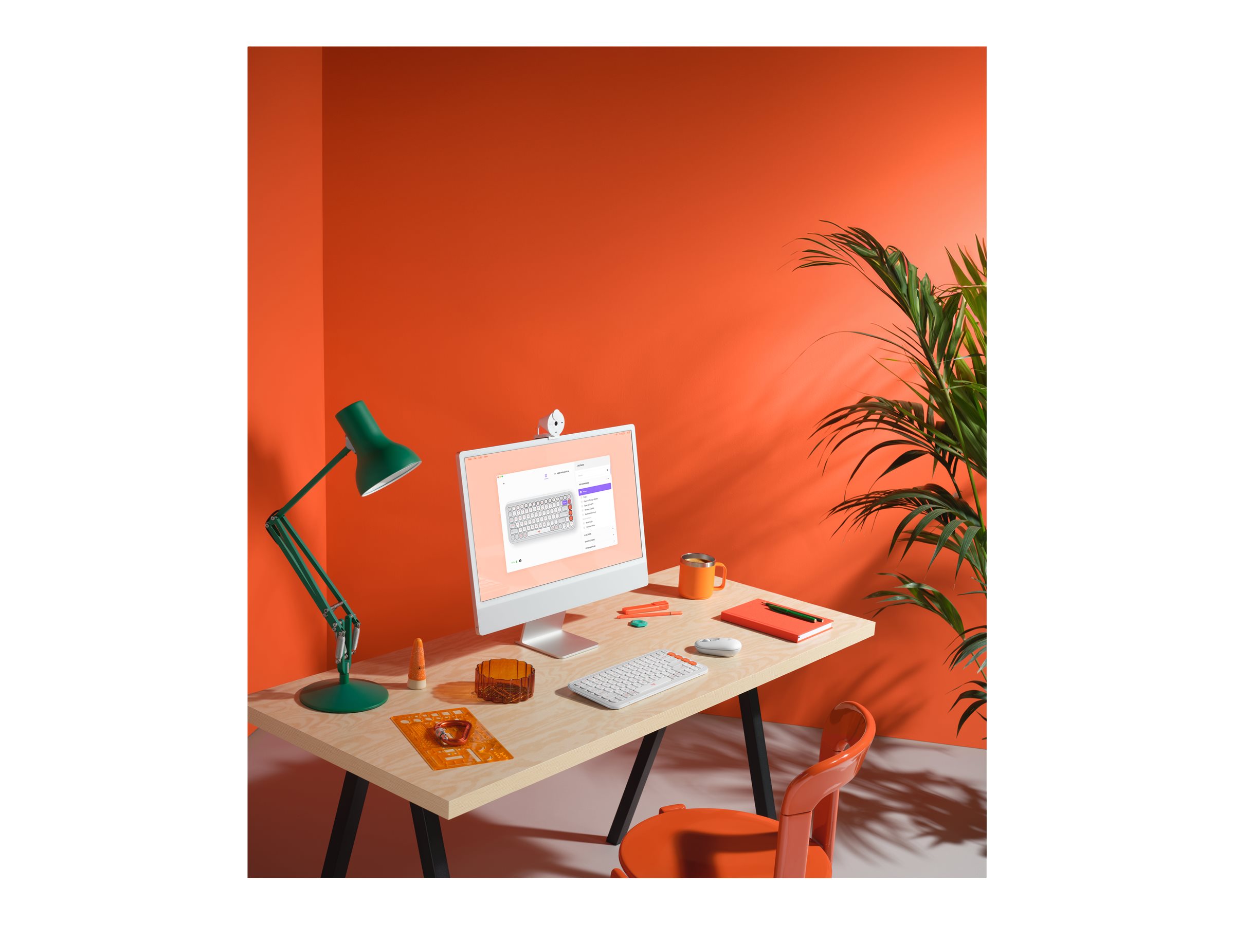 Logitech POP Icon Combo keyboard and mouse set QWERTY English off white orange Input Usage / lifestyle Left-angle 72757