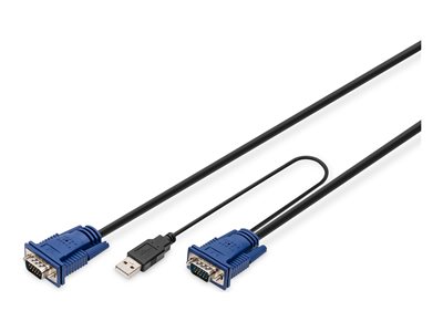 DIGITUS KVM-Kabel D-Sub15 -> USB+D-Sub15  St/St 5.00m