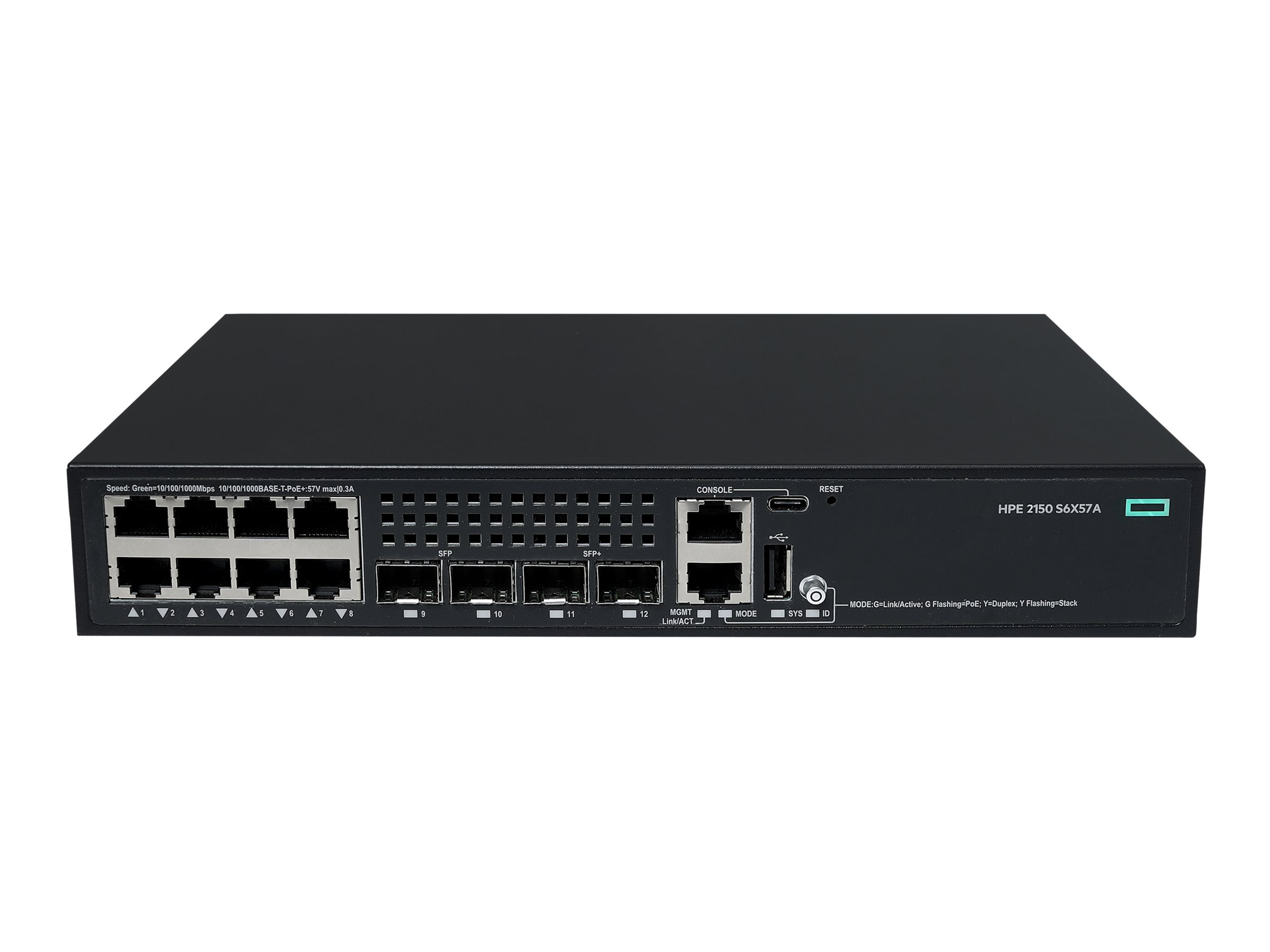 HPE Networking Comware 2150 8p 10M/100M/1G PoE+ 2p SFP 1G 2p SFP+ 1G/10G 125W