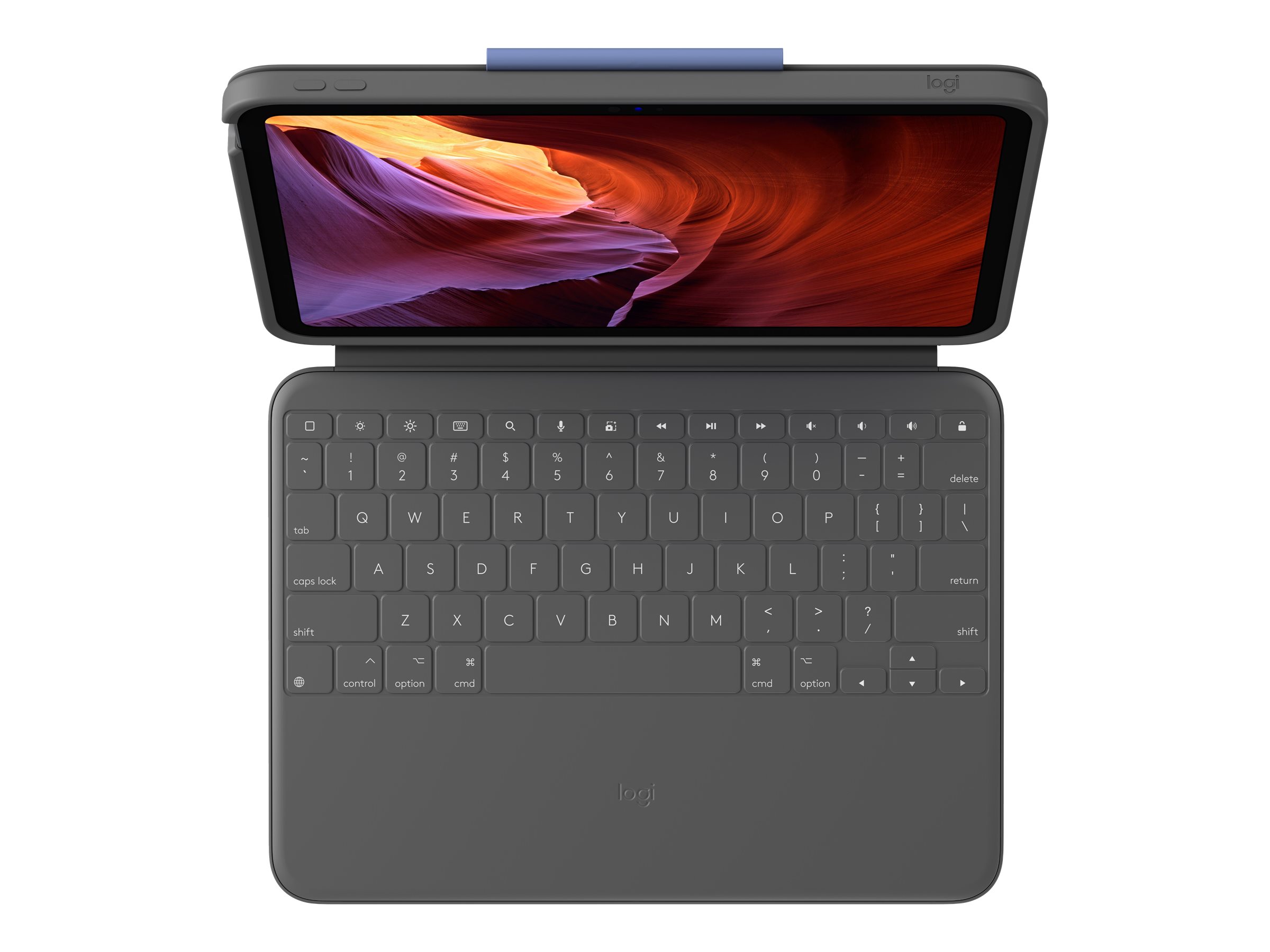 Logitech Rugged Folio keyboard and folio case QWERTY English graphite Input Product shot Left-angle 79900