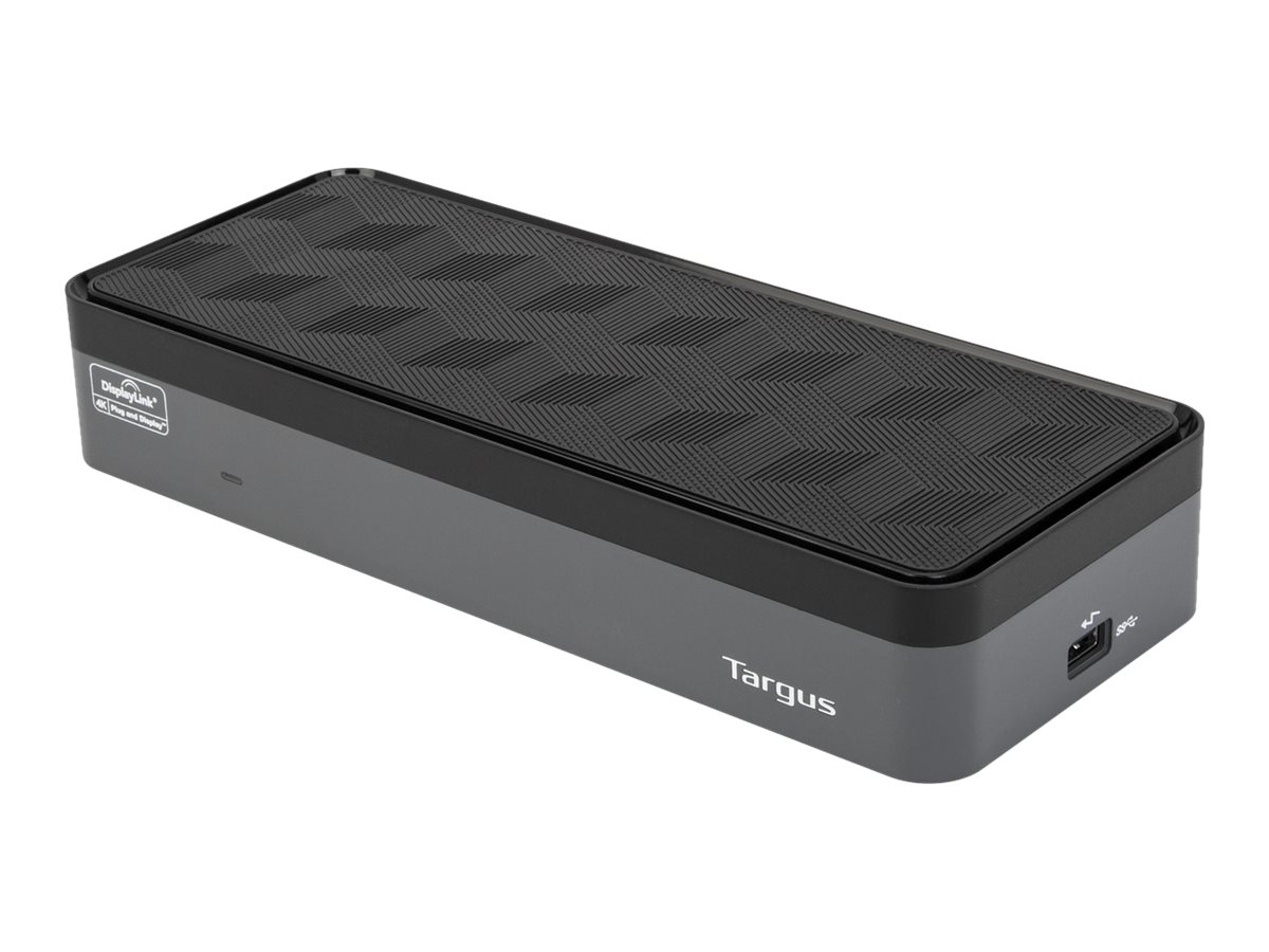 Targus USB-C Universal Quad 4K (QV4K) Docking Station with 100W Power Delivery docking station Product shot Right-angle 79850
