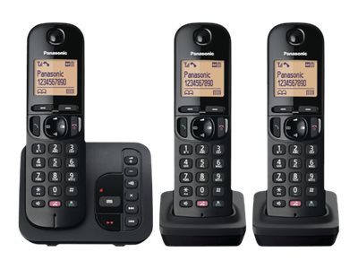 Panasonic Kx Tgc263eb Cordless Phone Answering System With Caller Id Call Waiting 2 Additional Handsets 3 Way Call Capability