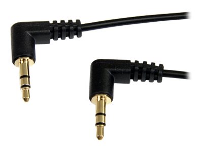 StarTech.com 1 ft. (0.3 m) Right Angle 3.5 mm Audio Cable - 3.5mm Slim Audio Cable - Right Angle - Male/Male - Aux Cable (MU1MMS2RA) - Audio cable - stereo mini jack (M) to stereo mini jack (M) - 30 cm - black - right-angled connector