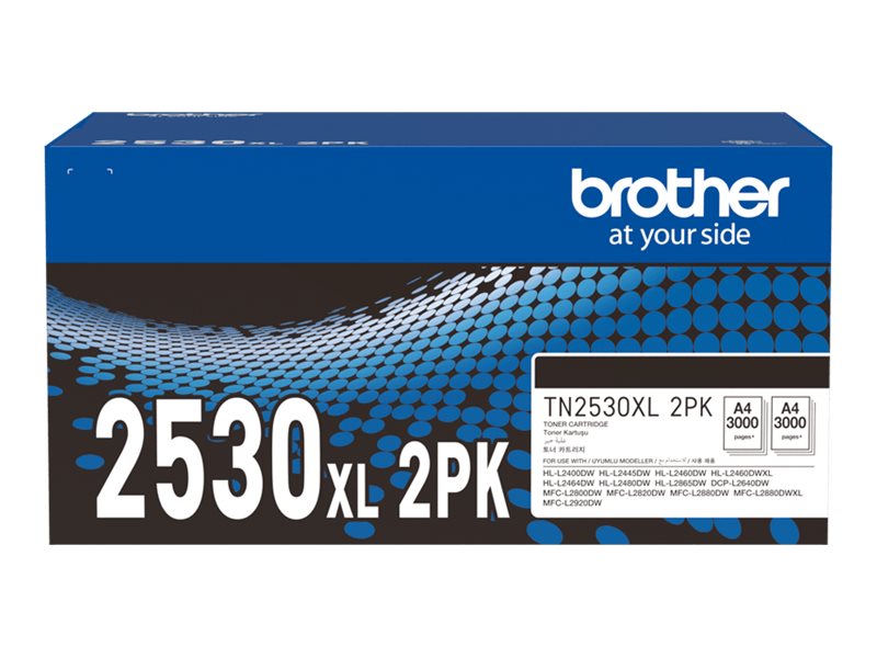 Brother TN2530XL 2PK 2-pack High Yield black original toner Package view Front 80460