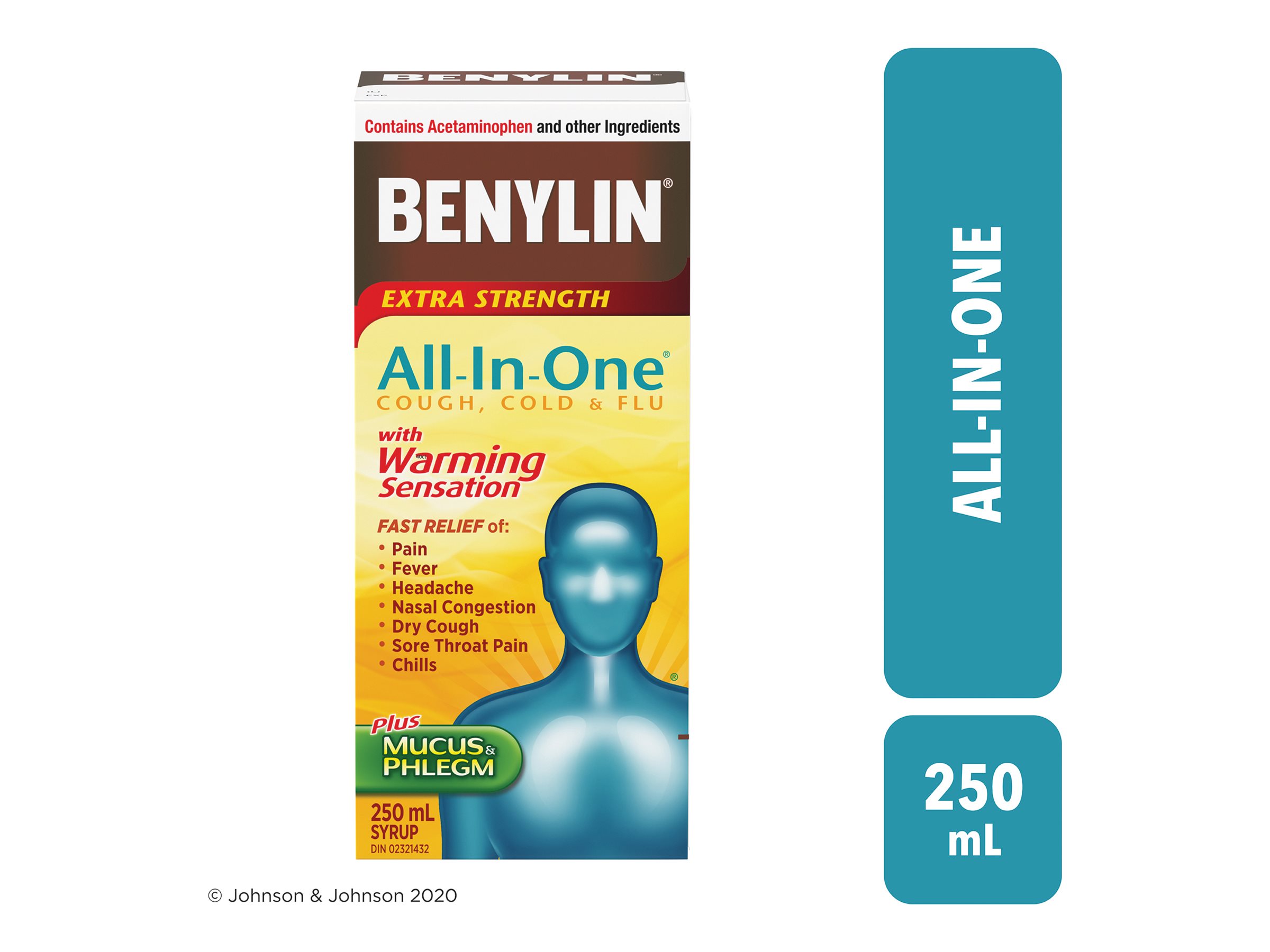 BENYLIN Extra Strength All-In-One Cough, Cold and Flu With Warming Sensation Syrup - 250ml