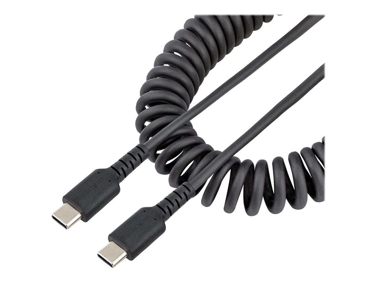 StarTech.com 3ft (1m) USB C Charging Cable, Coiled Heavy Duty Fast Charge & Sync USB-C Cable, High Quality USB 2.0 Type-C Cable, Rugged Aramid Fiber, TPE, 3A, S20, iPad, Pixel - Durable Male to Male USB, Black - USB kabel typ C - USB-C do USB-C - 1 m – foto 3