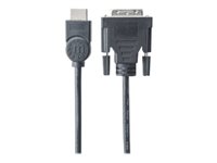 Manhattan HDMI to DVI-D 24+1 Cable, 2m, Male to Male, Black, Dual Link, Compatible with DVD-D, Lifetime Warranty, Polybag - adapter cable - 2 m