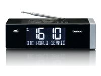 Lenco CR-640 Clock-radio Sort Sølv