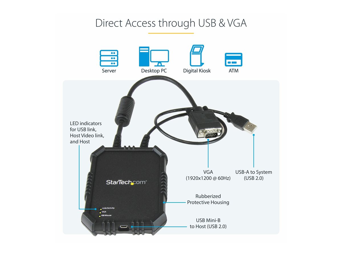 StarTech.com USB Crash Cart Adapter with File Transfer and Video Capture - Laptop to Server KVM Console - Portable & Rugged (NOTECONS02X) - přepínač KVM - 1 porty – foto 10
