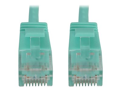 Eaton Tripp Lite Series Cat6a 10G Snagless Molded Slim UTP Ethernet Cable (RJ45 M/M), PoE, Aqua, 6 in. (15 cm)