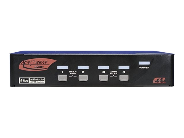 Rextron PAAG-114 KVM switch QHD DisplayPort with USB 2.0 two-way audio 4 Product shot Front 79350
