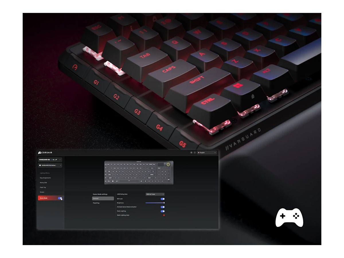 CORSAIR VANGUARD 96 keyboard 96% compact QWERTY US black Input Product shot Left-angle 79900