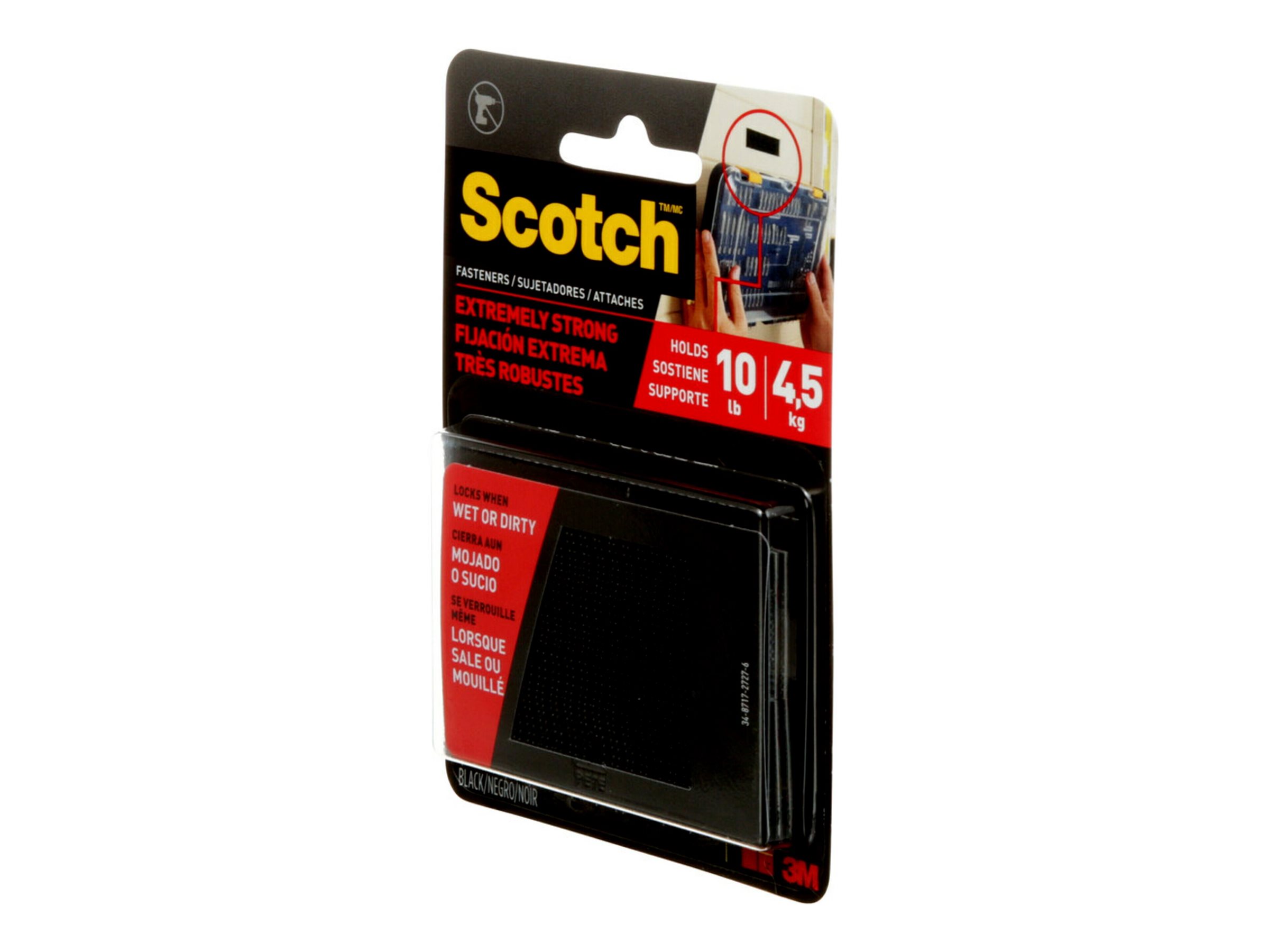 Scotch Extreme Self-Adhesive Hook-and-Loop Fasteners - Black - 2's