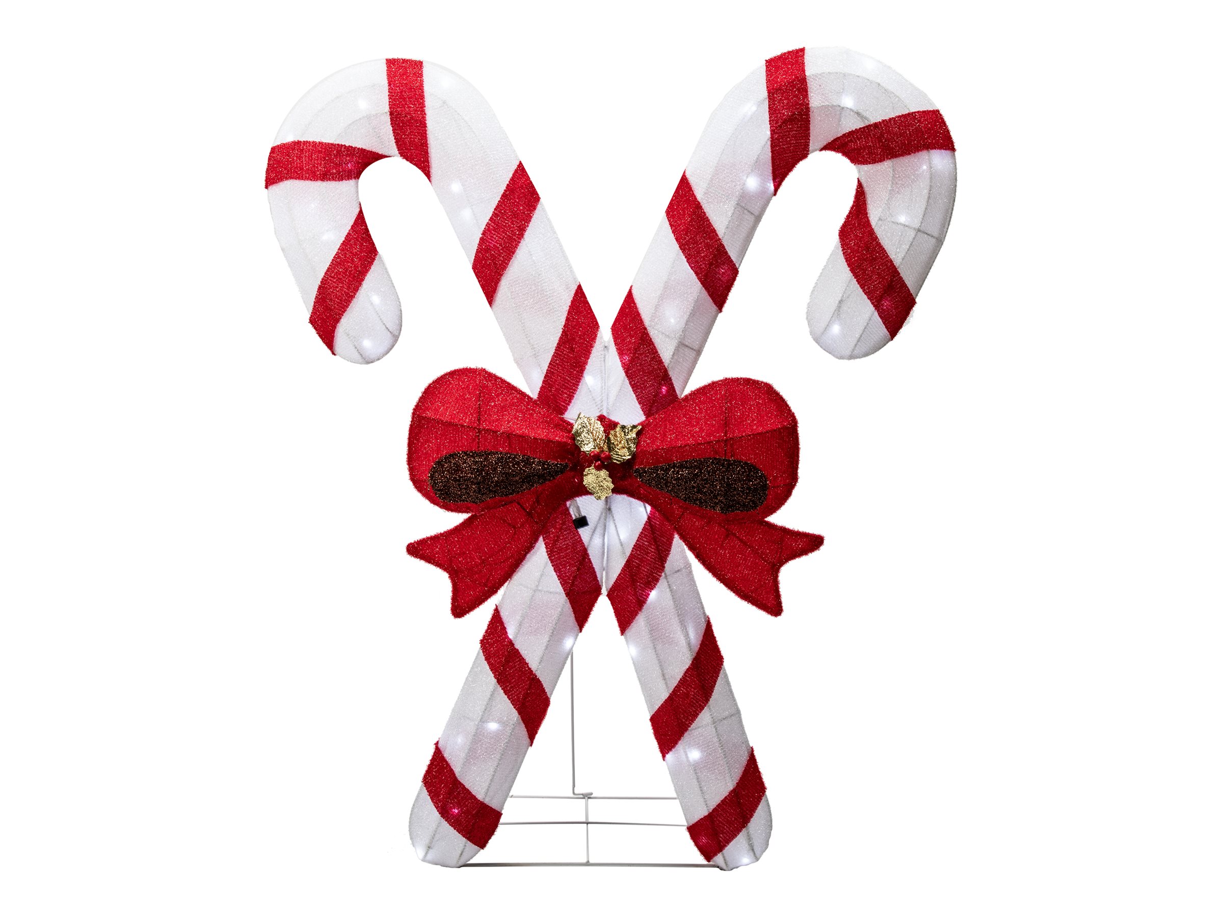 Danson Decor Decorative Sculpture - Crossed Candy Canes with Bow - 116cm - Red/White