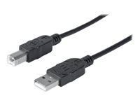 Manhattan USB-A to USB-B Cable, 1.8m, Male to Male, Black, 480 Mbps (USB 2.0), Equivalent to Startech USB2HAB2M (except 20cm shorter), Hi-Speed USB, Lifetime Warranty, Polybag - USB cable - USB to USB Type B - 1.8 m