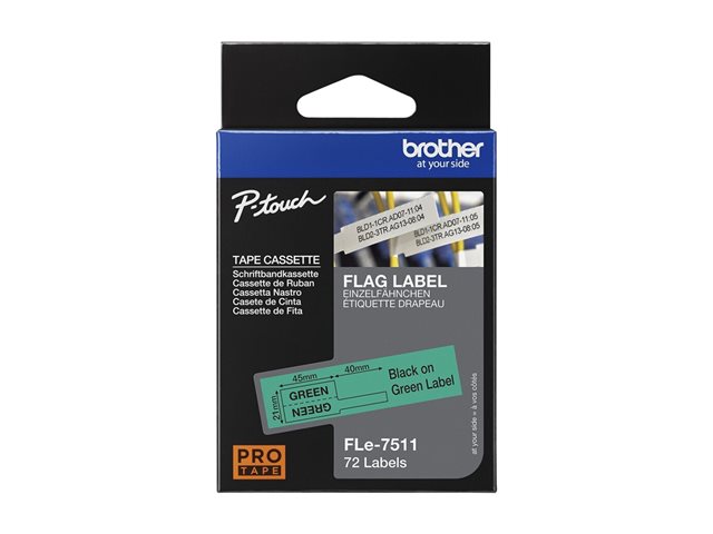 BROTHER FLe-7511 Bk On White Flag Tape